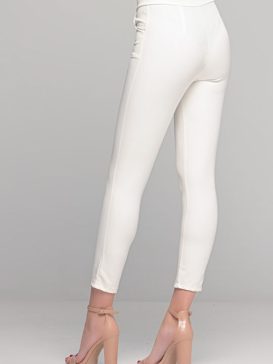 LikeMe Women's Fabric Trousers in Straight Line White