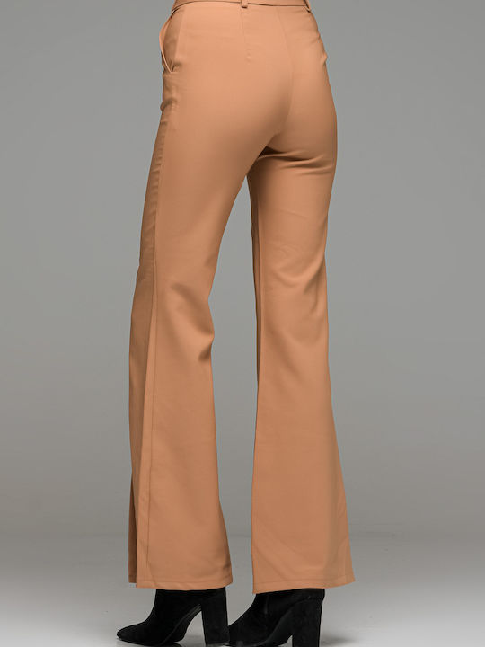 LikeMe Women's Fabric Trousers Flare Brown