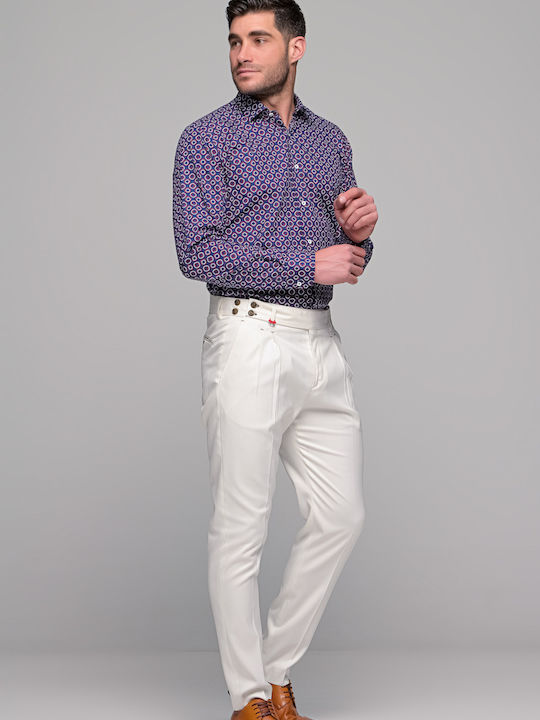 Long-sleeved Linen Shirt Navy Blue