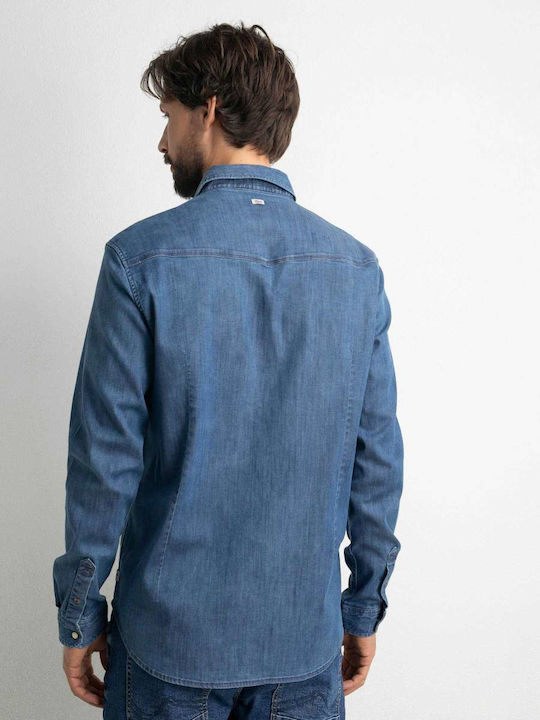 Petrol Industries Men's Shirt Long Sleeve Denim Blue