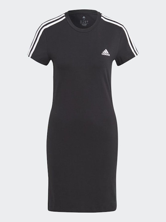 Essentials 3-Stripes Rochie De Vară Pentru Femei Mini Sport Tricou Mâneca Scurtă Neagră