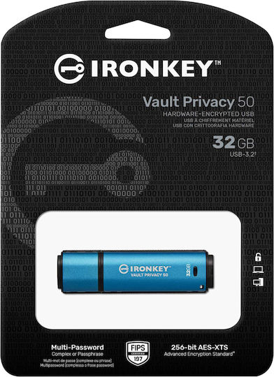 Kingston IronKey Vault Privacy 50 32ГБ USB 3.2 Стик Син