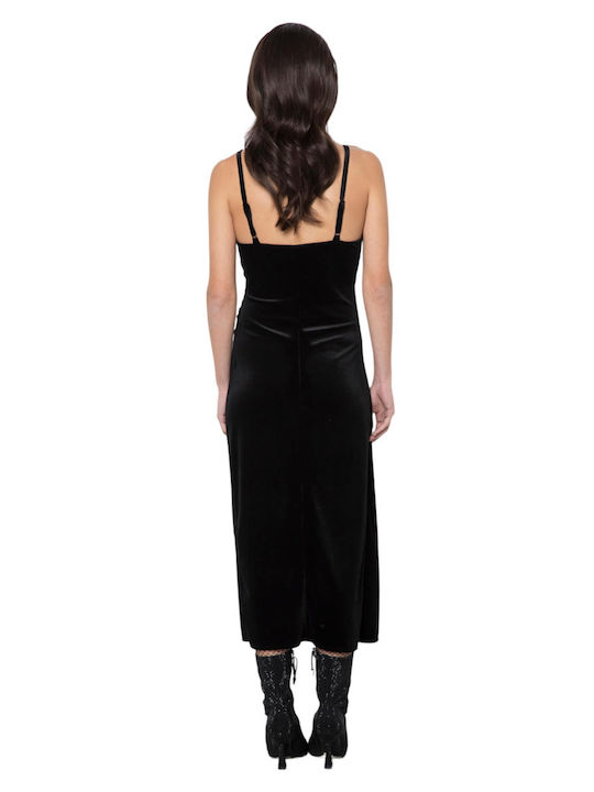 Matis Fashion Midi Evening Dress Velvet Wrap Black