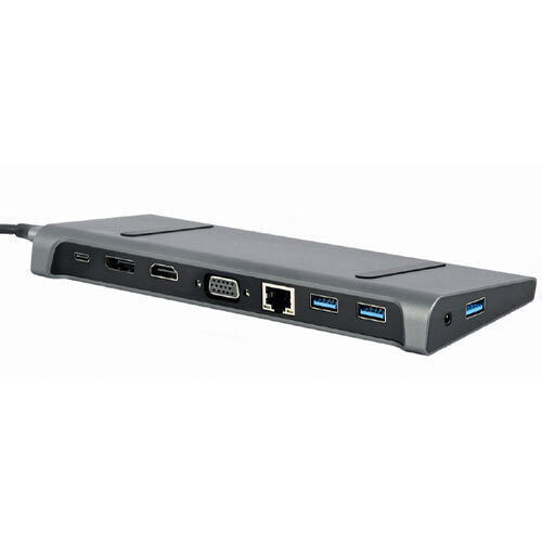 Cablexpert USB-C Docking Station με HDMI/DisplayPort 4K PD Ethernet Γκρι (A-CM-COMBO9-02)