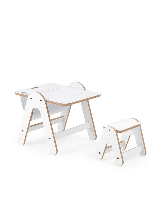 Kids Table and Chairs Set made of Wood White