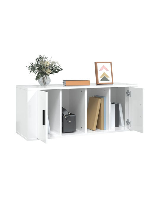 TV Stand Glossy White M100xD35xH40cm