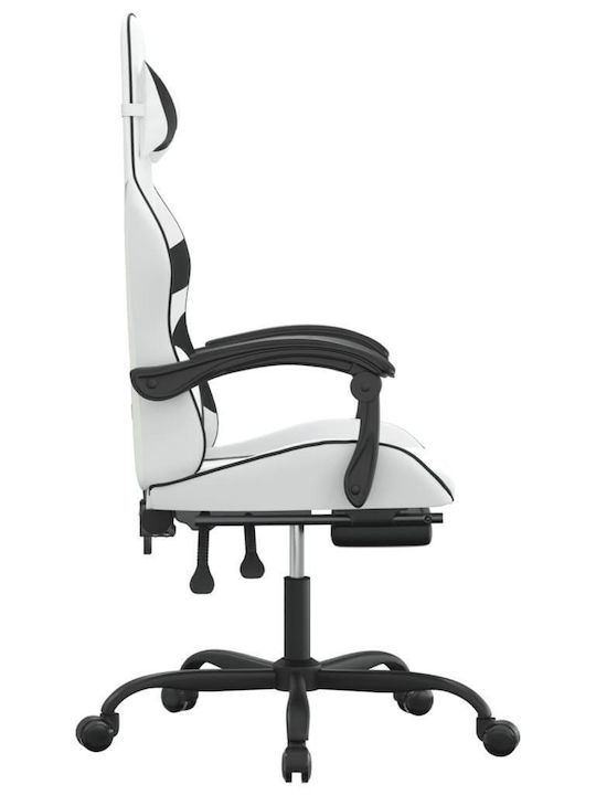 vidaXL 349565 Καρέκλα Gaming Δερματίνης με Υποπόδιο Λευκό/Μαύρο