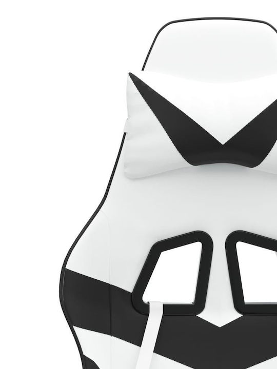 vidaXL 349565 Καρέκλα Gaming Δερματίνης με Υποπόδιο Λευκό/Μαύρο