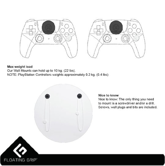 Floating Grip Βάση για 2 χειριστήρια PS5 Τοίχου Bundle Deluxe Box Λευκή 368054