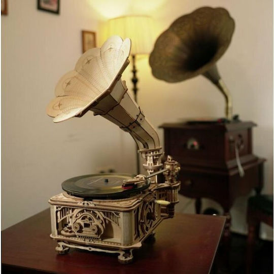 Robotime Wooden Construction Toy Classical Gramophone Electric Classical Gramophone Wind-up for Children 14+ years old+ Years