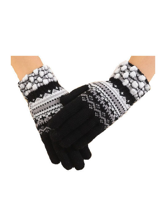 Unisex-Handschuhe (Kinder-Damen-Herren) aus Wolle mit weiß-schwarzem Muster 21cm (tatu moyo)