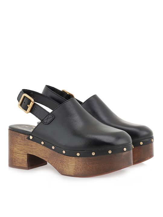 Ted Baker Leder Mules mit Chunky Niedrig Absatz in Schwarz Farbe