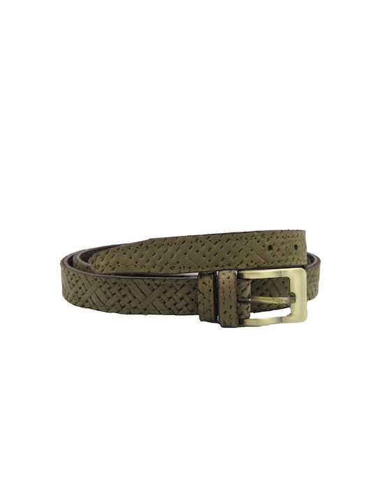 Women's Leather Thin Belt (olive)