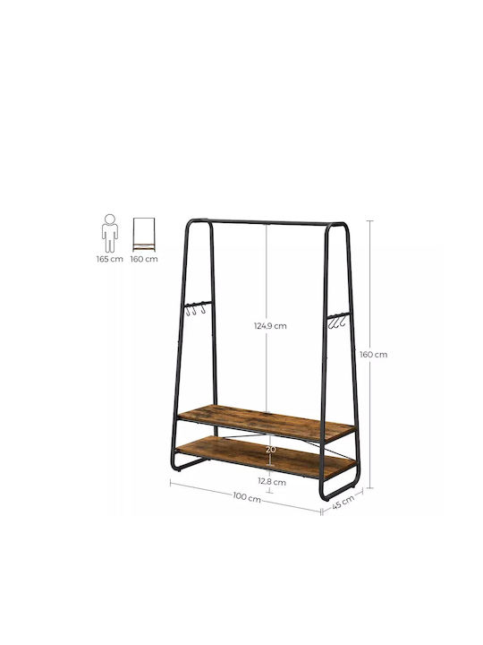 Songmics Industrial Κρεμάστρα Δαπέδου από Μέταλλο Μαύρη 100x45x160cm