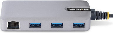 StarTech USB Hub 3 Ports USB 3.2 with USB-C Connection Ethernet Gray
