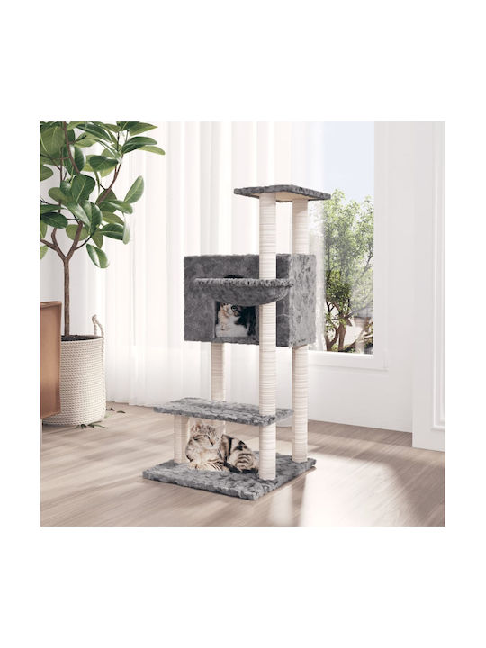 vidaXL Cat Scratching Post Cat Tree In Gray Colour 61x61x108.5 cm