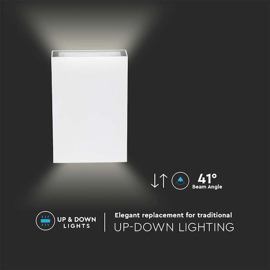 V-TAC Επιτοίχια Εξωτερική Πλαφονιέρα LED IP65 4W με Ψυχρό Λευκό Φως Διπλής Δέσμης 8.3x3x12.3εκ.