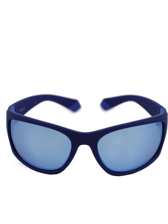 Polaroid Unisex Sunglasses with Blue Plastic Frame and Blue Polarized Mirror Lens PLD2135/S ZX9/5X