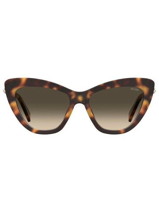 Moschino Women's Sunglasses with Brown Tartaruga Plastic Frame and Green Gradient Lens MOS122/S 05L/9K