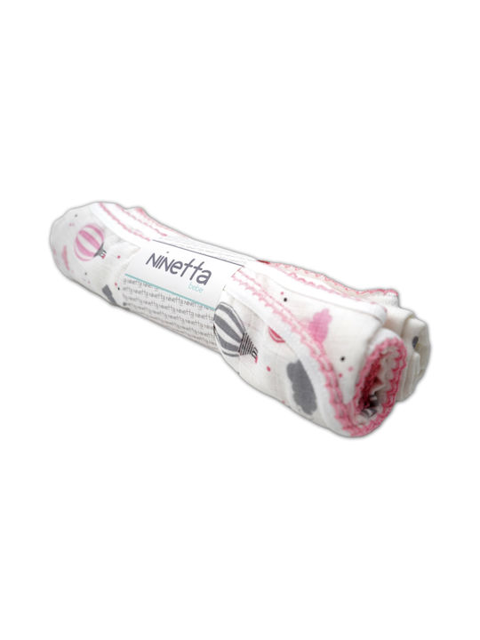 Ninetta Bebe Pătură Swaddle Din Muselină Roz 80x80cm 2 Bucăți
