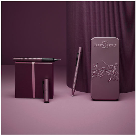 Faber-Castell Grip Σετ Στυλό Ballpoint με Πένα Μωβ σε Θήκη