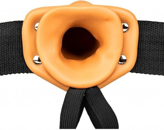 Shots Real Rock Hollow Harness με Dildo 18.5cm σε Καφέ Χρώμα
