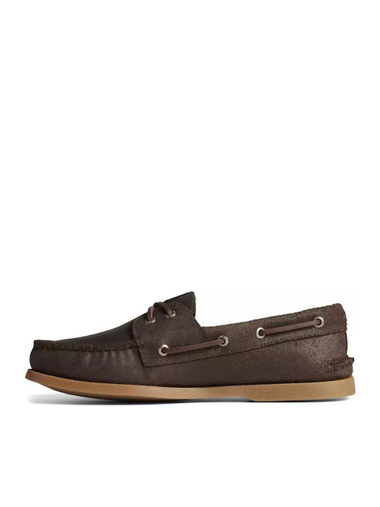 Authentic Original 2-Eye Δερμάτινα Ανδρικά Boat Shoes σε Καφέ Χρώμα