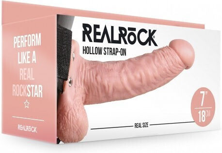 Shots Real Rock Hollow С Топки Арсенал С Дилдо 18см В Телесен Цвят
