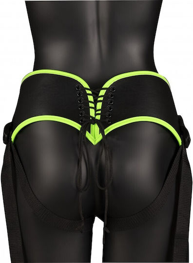Shots Ouch Glow In The Dark Harness with Dildo in Green Color