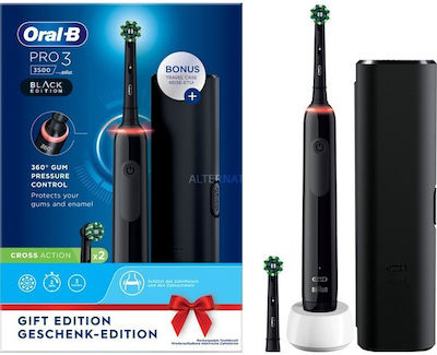 Oral-B Pro 3 3500 Electric Toothbrush with Timer, Pressure Sensor and Travel Case Black