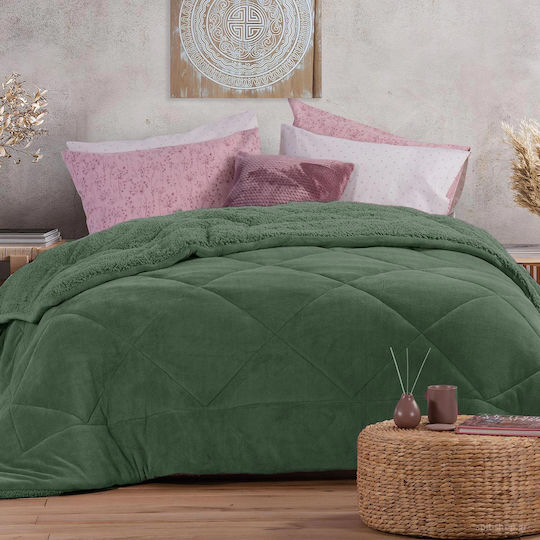 Nef-Nef Homeware Комбинирано одеяло с Пълнеж Hollowfiber Единично 160x220бр Storm 23 Forest Green