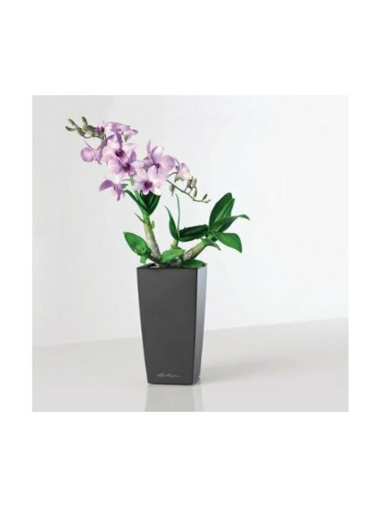 Lechuza MiniCubi Αυτοποτιζόμενη Γλάστρα Πλαστική Charcoal Metallic 9.5x9.5x18.5εκ.