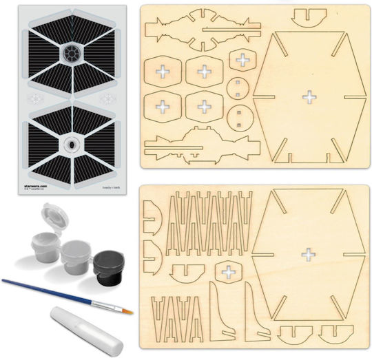 Wood Worx Tie Fighter Modeling Figure Spacecraft 32 Pieces