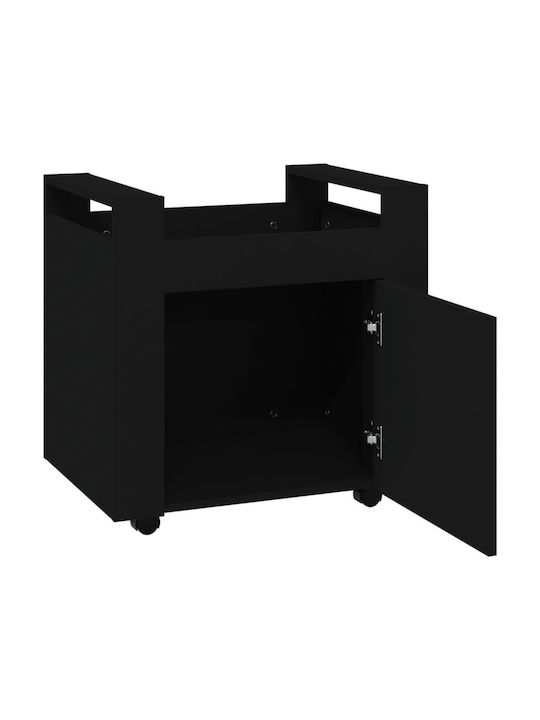 Cabinet de Birou cu roți în Culoare Neagră, 60x45x60cm