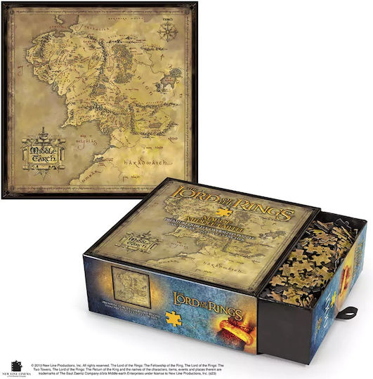 Harta Pământului de Mijloc Lord of the Rings Puzzle 2D 1000 Piese