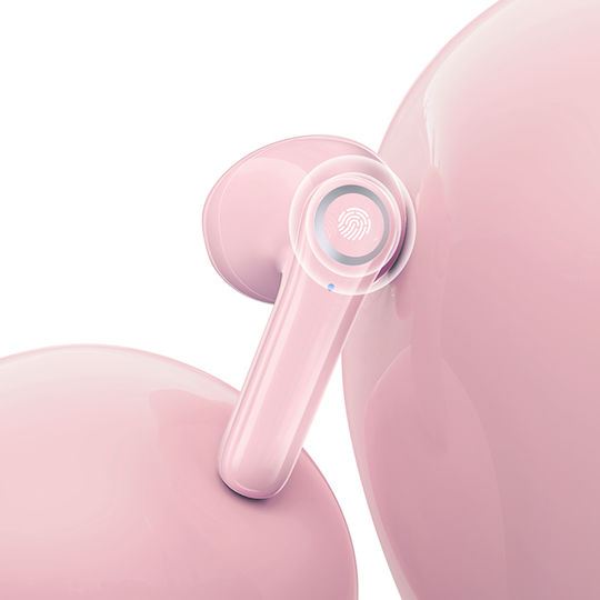 Usams US-BU12 Earbud Bluetooth Handsfree Ακουστικά με Θήκη Φόρτισης Ροζ