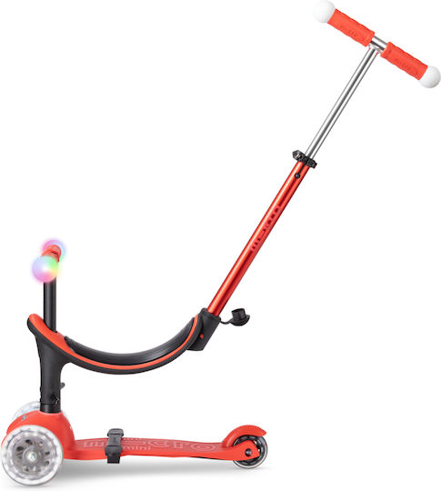 Micro Детски Ролер Mini2Grow 3 Колела със Седалка за 12 Месеца Червен