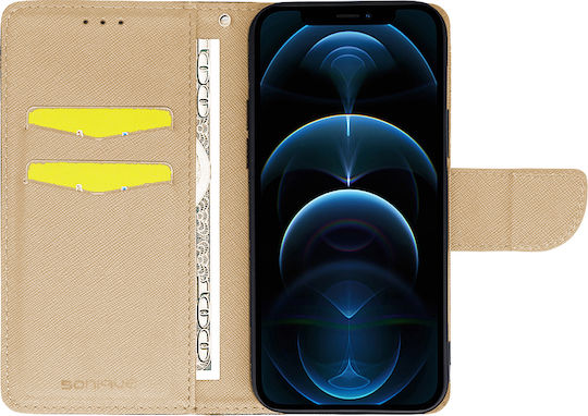 Sonique Trend Wallet Δερματίνης Μαύρο / Χρυσό (Huawei Nova Y70)