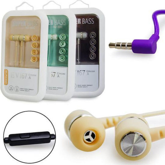 EV167 În ureche Handsfree cu Mufă 3.5mm Roșu