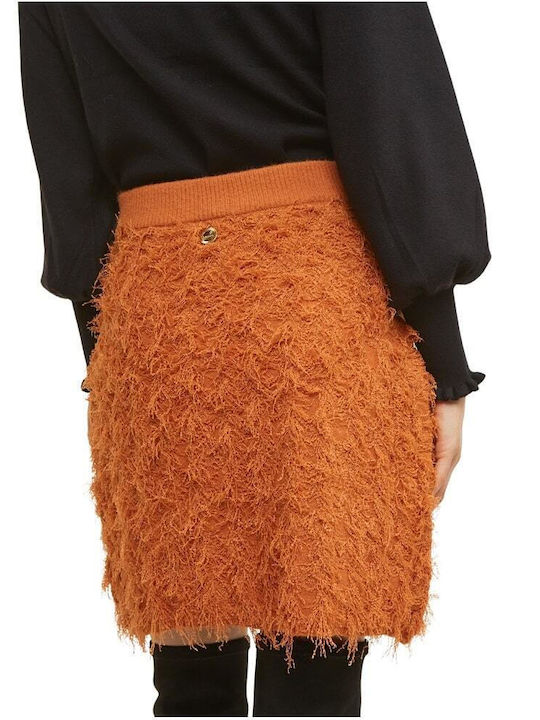Lynne High Waist Skirt in Brown color