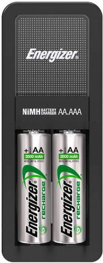 Energizer ACCU Recharge Mini Ladegerät 2 Batterien Ni-MH Größe AA/AAA Set mit 2x AA 2000mAh