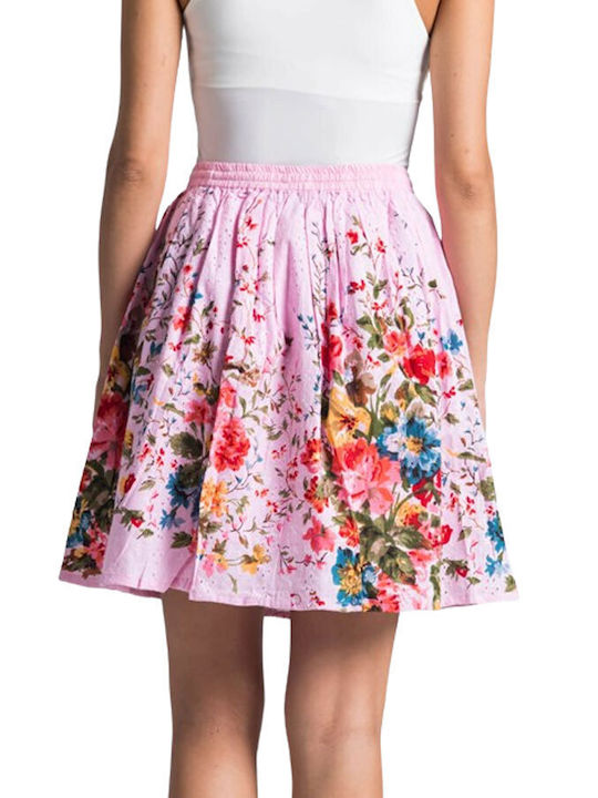 Mini skirt in pink floral print one size