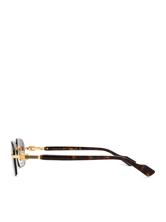 Gucci Unisex Sonnenbrille mit Gold Metall Gestell und Lila Linse GG1221S 002