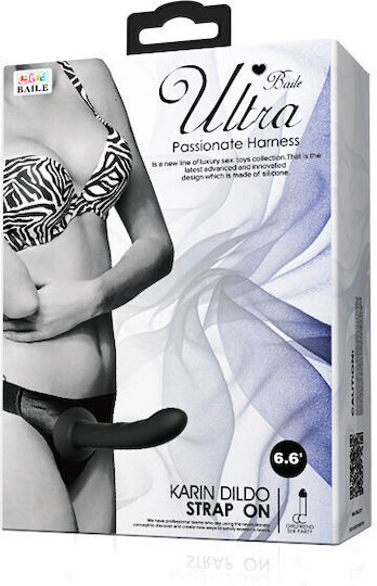 Baile Ultra Passionate Harness with Strap On Арсенал с Единично Дилдо 16см в Черен цвят
