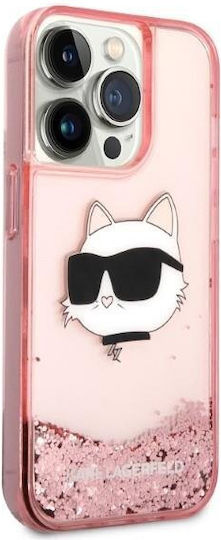 Karl Lagerfeld Glitter Choupette Head Back Cover Σιλικόνης Ροζ (iPhone 14 Pro Max)
