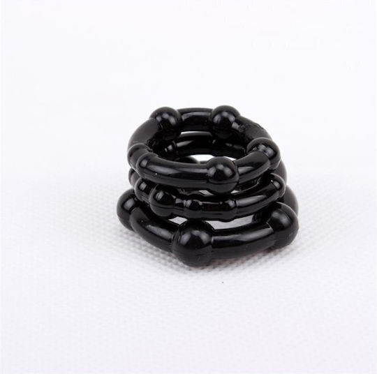 Chisa Novelties Beaded Cock Rings Black