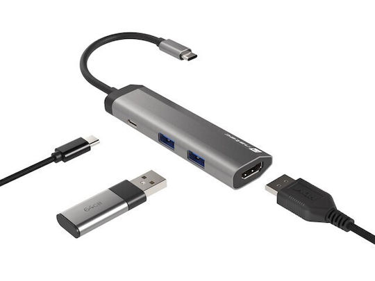 Natec Fowler Slim USB-C Docking Station mit HDMI 4K PD Gray