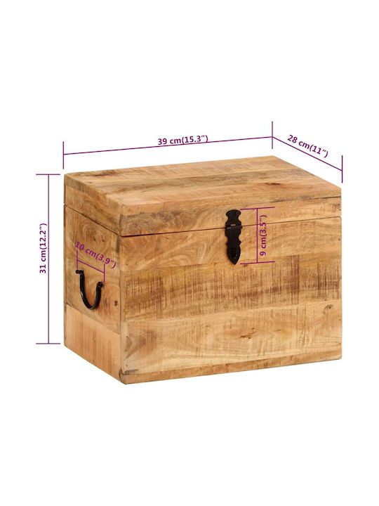 vidaXL Wooden Decorative Trunk Beige 39x28x31cm