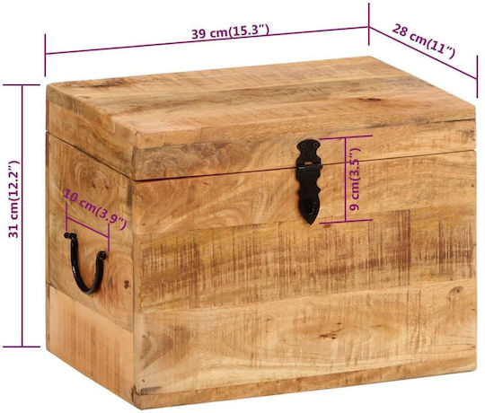 vidaXL Διακοσμητικό Μπαούλο Ξύλινο Μπεζ 39x28x31εκ.