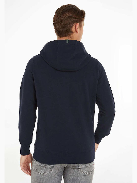 Tommy Hilfiger Herren Sweatshirt Jacke mit Kapuze und Taschen Marineblau